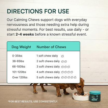 Wuffes Calming Stress Support with Relora, L-Tryptophan & Chamomile Pork Liver Flavored Soft Chew Supplement for Dogs
