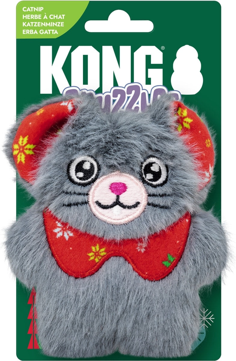 KONG Christmas Holiday Cat Snuzzles Mouse Plush Cat Toy with Catnip