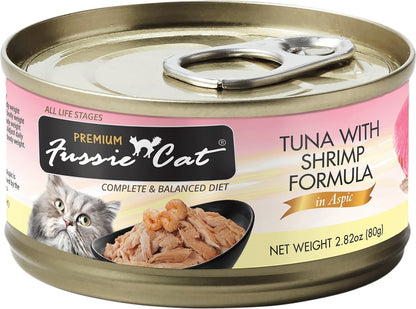Fussie Cat Premium Tuna with Shrimp Formula in Aspic Grain-Free Canned Cat Food