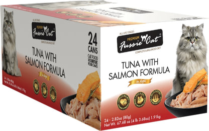 Fussie Cat Premium Tuna with Salmon Formula in Aspic Grain-Free Canned Cat Food