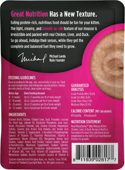 Nulo Silky Mousse Kitten Chicken, Liver & Duck Recipe in Broth Wet Cat Food