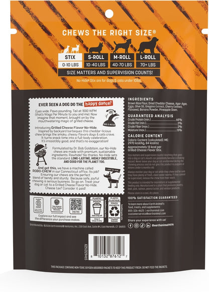 Earth Animal No-Hide From the Grill Stix Long Lasting Natural Rawhide Free Grilled Cheese Vegetarian Flavor Dog & Cat Chew Treat Sticks