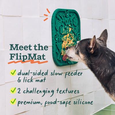 Woof Flipmat Interactive Treat Dispensing Dog Toy, Green, Large
