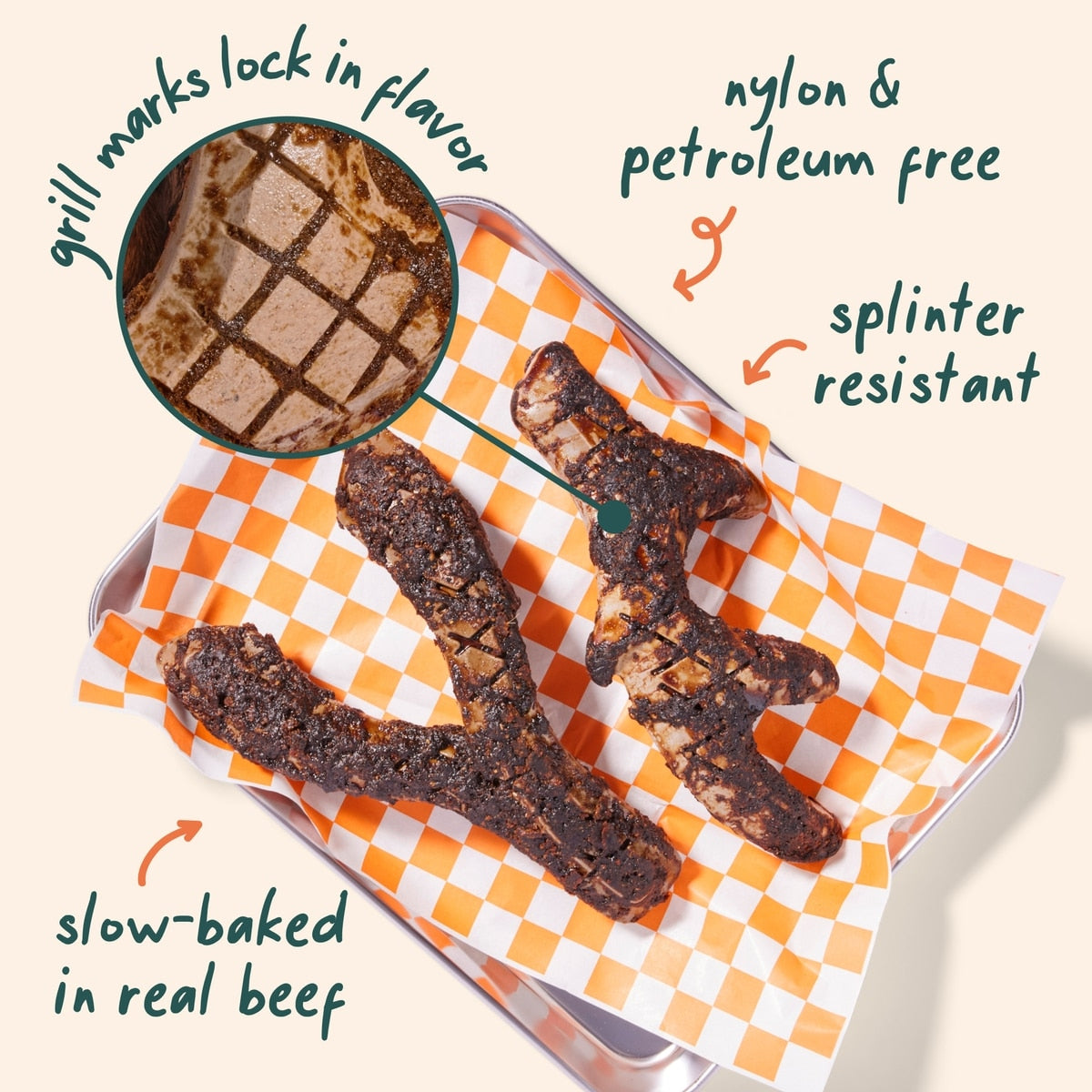 Woof HonestChew Meaty Beef Antler-shaped Plant-based Dog Chew Bone with Meat Covering