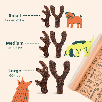 Woof HonestChew Meaty Beef Antler-shaped Plant-based Dog Chew Bone with Meat Covering