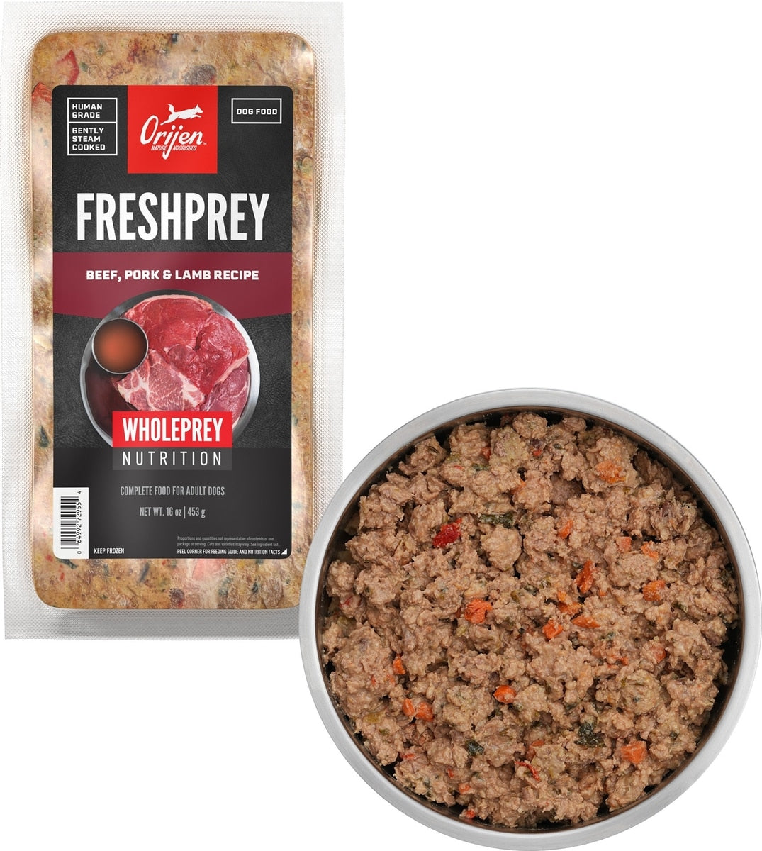 Orijen Freshprey Beef, Pork & Lamb Recipe Grain-Free Frozen Dog Food