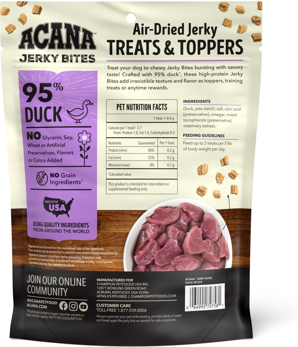 ACANA Jerky Bites Duck Flavor Grain-Free High-Protein Dog Treats