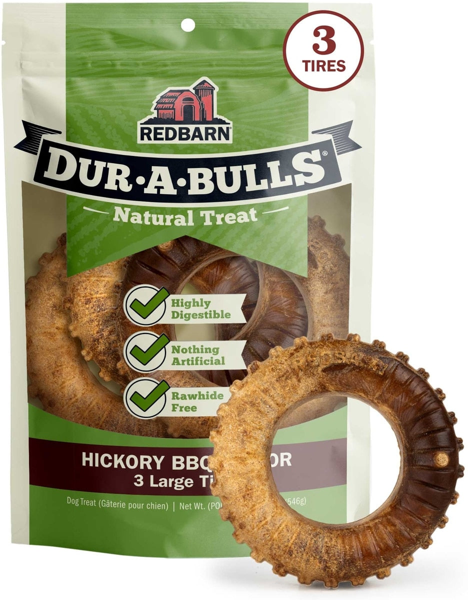 Redbarn Dur-A-Bulls Bones Hickory Flavor Dog Chew Treats, Large