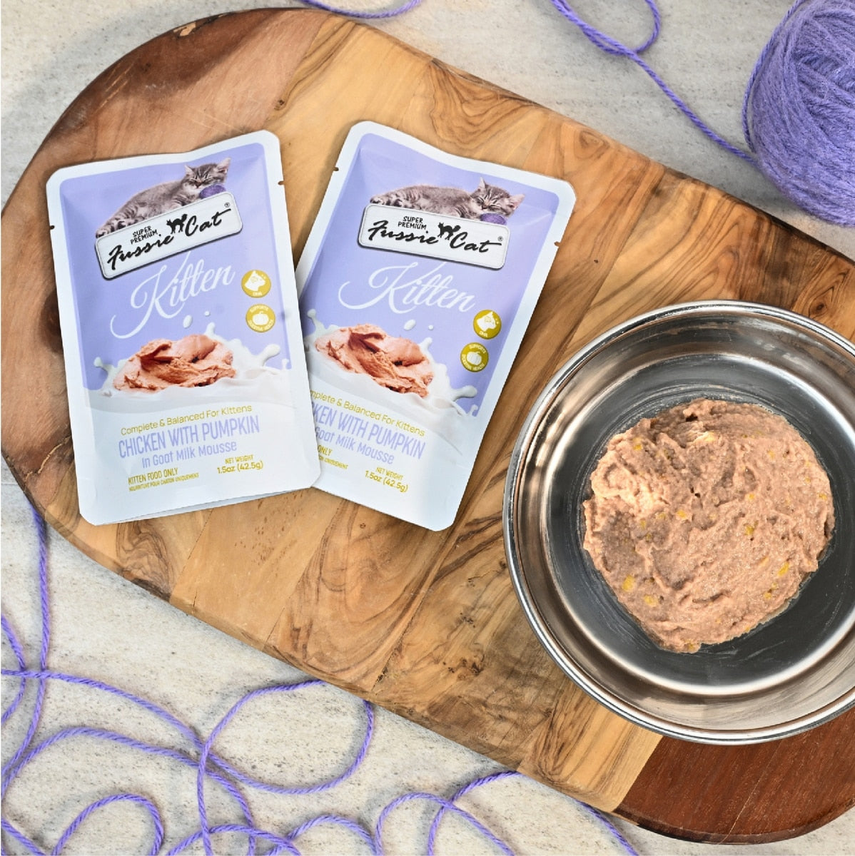 Fussie Cat Kitten Chicken Flavored with Pumpkin in Goat Milk Wet Cat Food, 1.5 oz Pouch