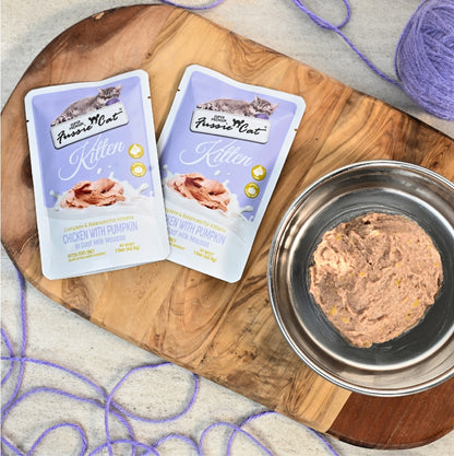 Fussie Cat Kitten Chicken Flavored with Pumpkin in Goat Milk Wet Cat Food, 1.5 oz Pouch