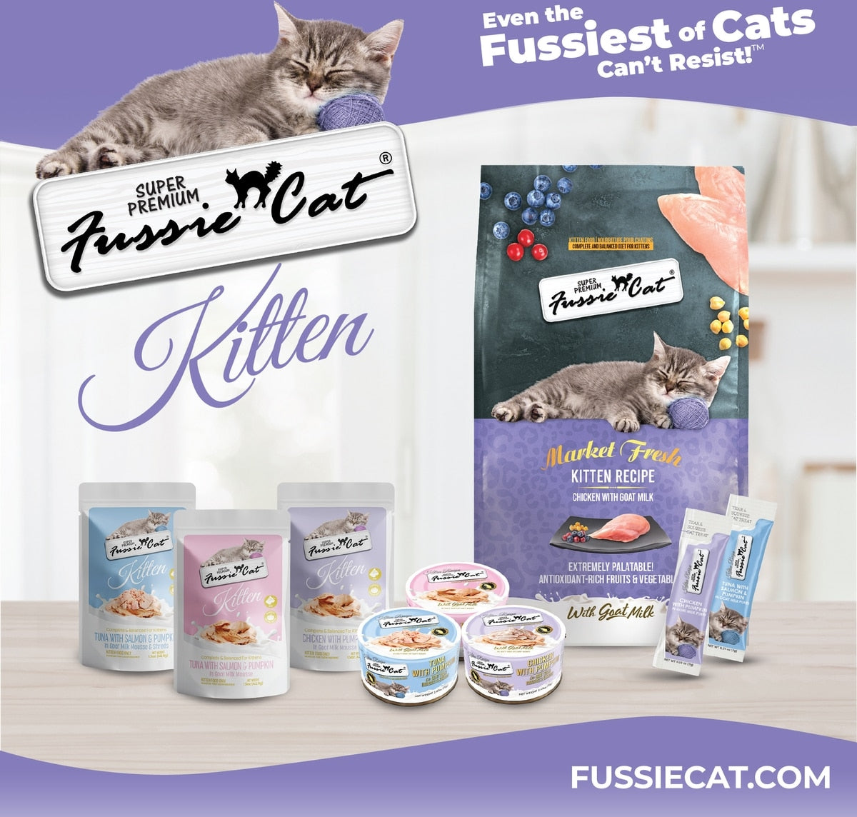 Fussie Cat Kitten Chicken Flavored with Pumpkin in Goat Milk Wet Cat Food, 1.5 oz Pouch