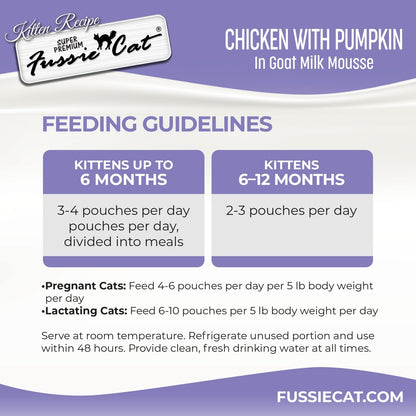 Fussie Cat Kitten Chicken Flavored with Pumpkin in Goat Milk Wet Cat Food, 1.5 oz Pouch