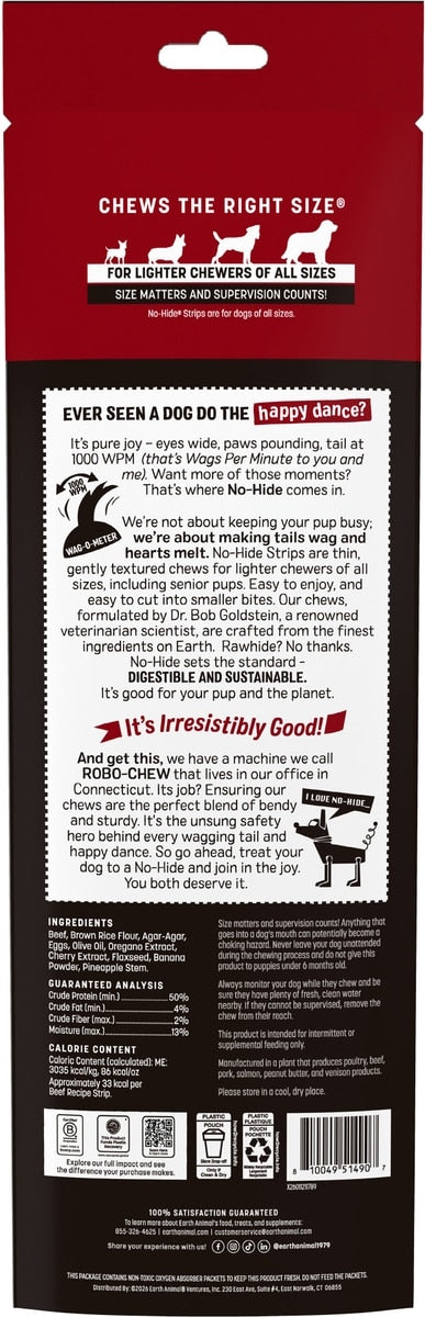 Earth Animal Beef No-Hide Dog Chew Strip