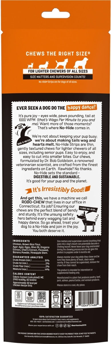 Earth Animal Chicken No-Hide Dog Chew Strip