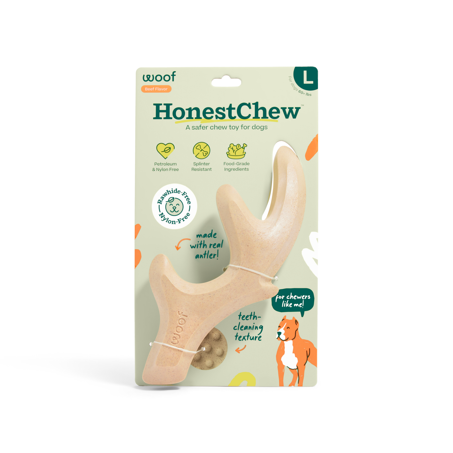 Woof HonestChew Antler Hard Density All-Natural Food Grade Dog Chew Toy
