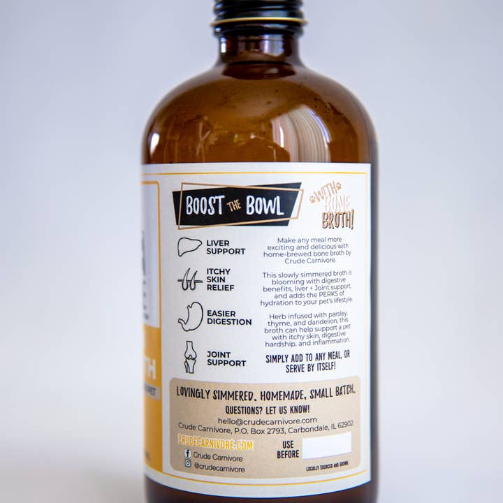Crude Carnivore Chicken Bone Broth for Dogs and Cats