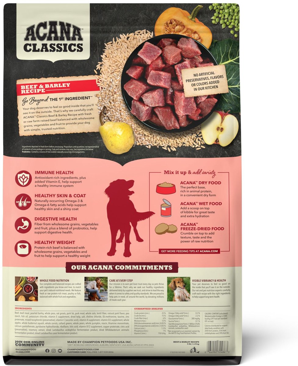ACANA Classics Grain Free Beef & Barley Dry Dog Food