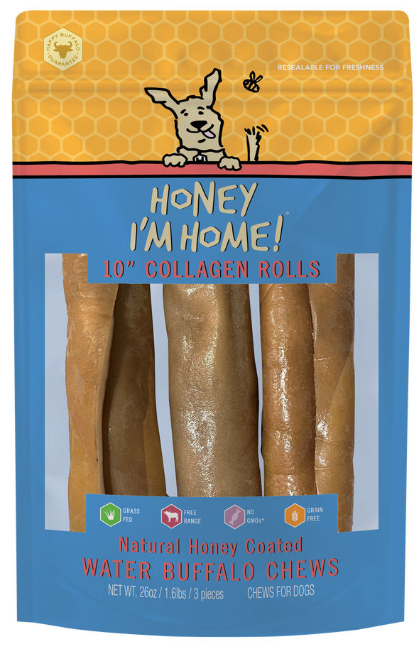 Honey I'm Home 10 inch Buffalo Collagen Roll, 3-pack