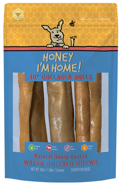 Honey I'm Home 10 inch Buffalo Collagen Roll, 3-pack