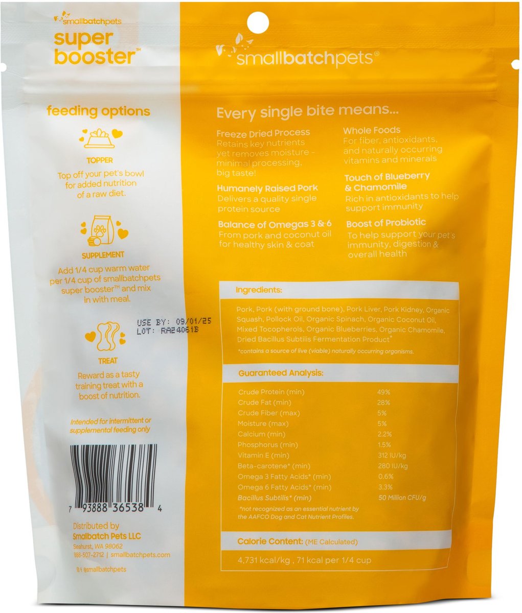 Smallbatch Freeze Dried Pork Super Booster Bites for Dog and Cats