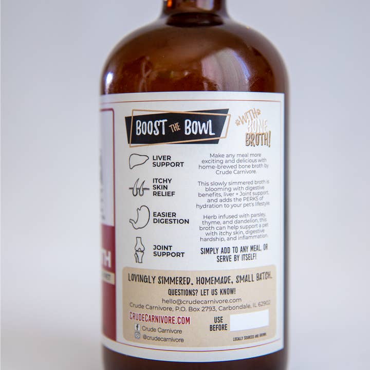 Crude Carnivore Beef Bone Broth for Dogs and Cats
