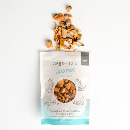 Green Juju Salmon Trainers Freeze-Dried Single-Ingredient Treats for Dogs and Cats