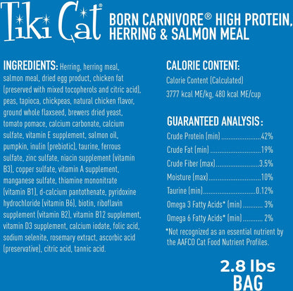 Tiki Cat Born Carnivore Grain Free Herring and Salmon Dry Food