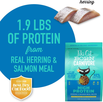 Tiki Cat Born Carnivore Grain Free Herring and Salmon Dry Food