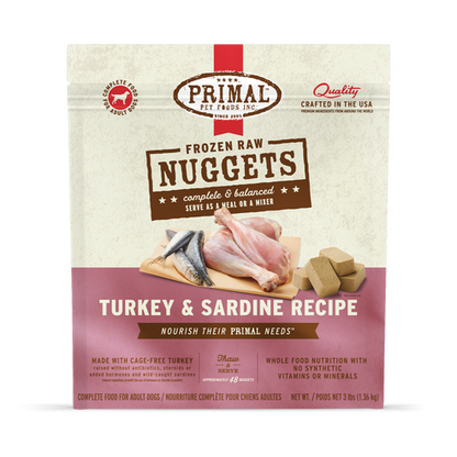 Primal Turkey & Sardine Formula Nuggets Frozen Dog Food