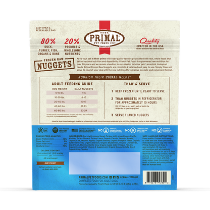 Primal Duck Formula Nuggets Frozen Dog Food