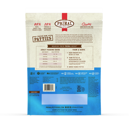 Primal Duck Formula Patties Frozen Dog Food