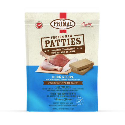 Primal Duck Formula Patties Frozen Dog Food