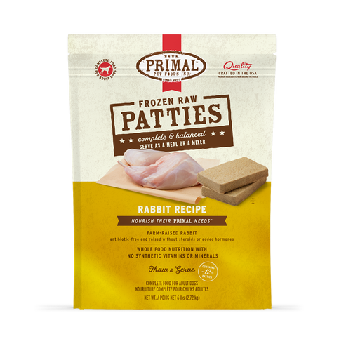 Primal Rabbit Formula Patties Frozen Dog Food