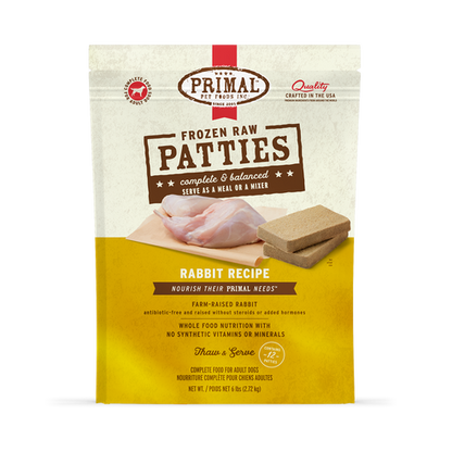 Primal Rabbit Formula Patties Frozen Dog Food