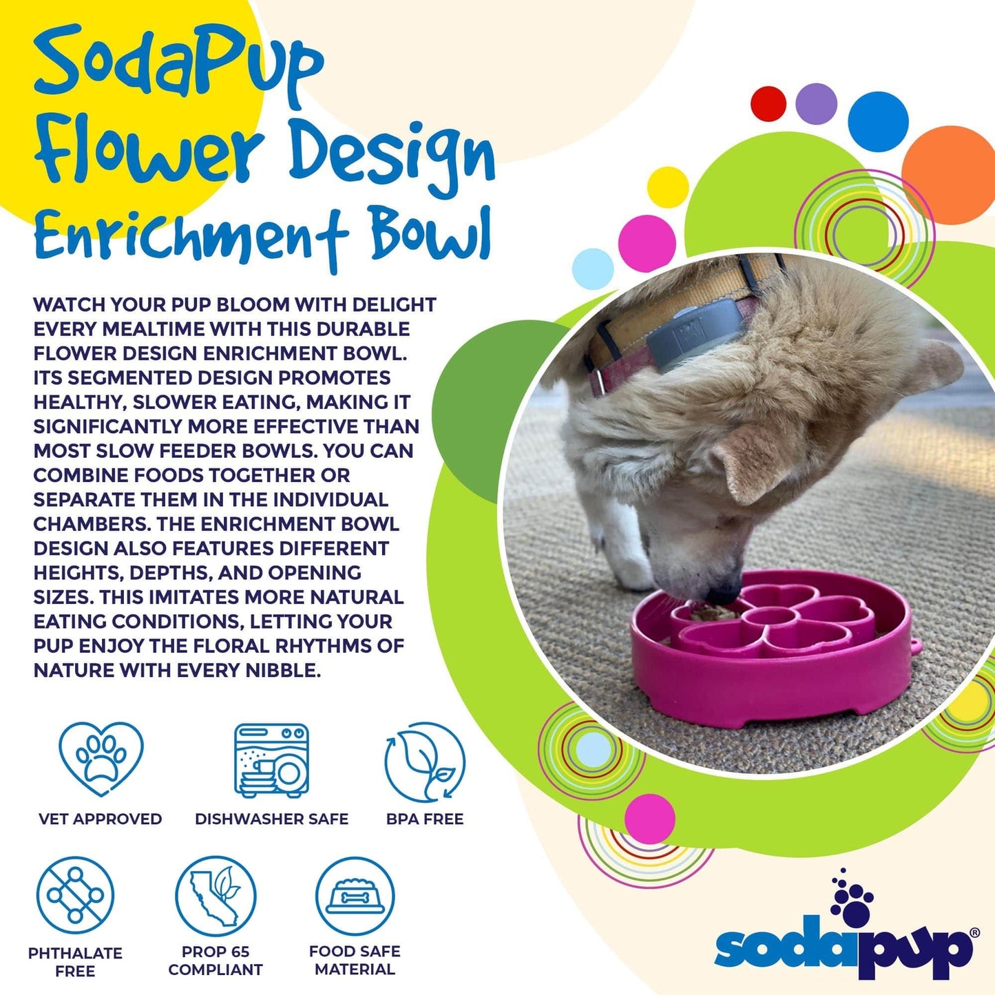 SodaPup Slow Feeder Bowl, Flower