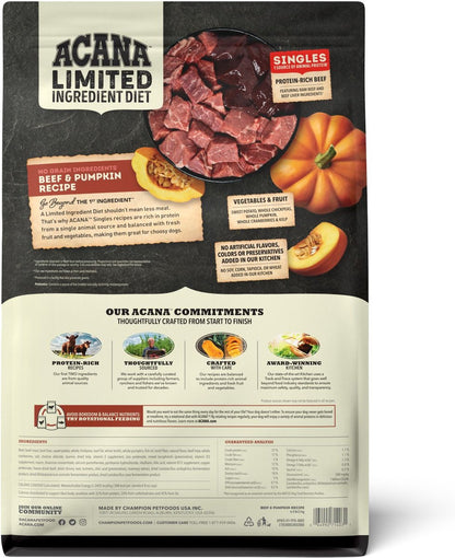 ACANA Singles Grain Free LID Beef & Pumpkin Dry Dog Food