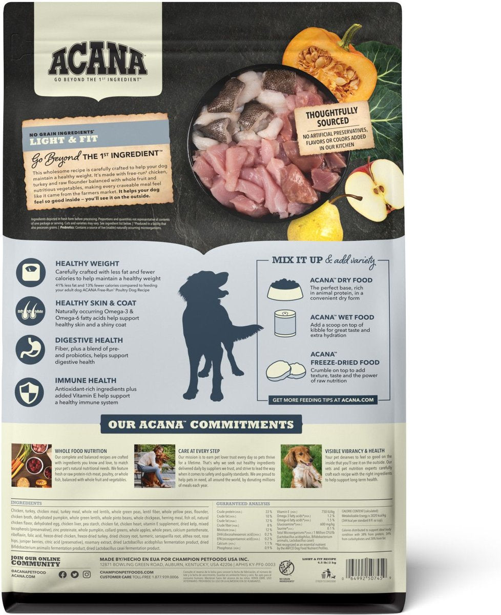 ACANA Grain Free Light & Fit Dry Dog Food