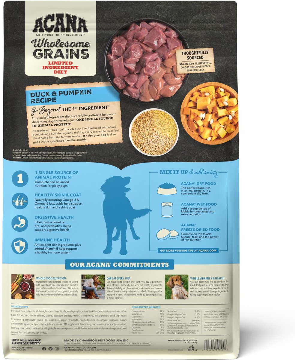ACANA Singles + Wholesome Grains LID Duck & Pumpkin Dry Dog Food