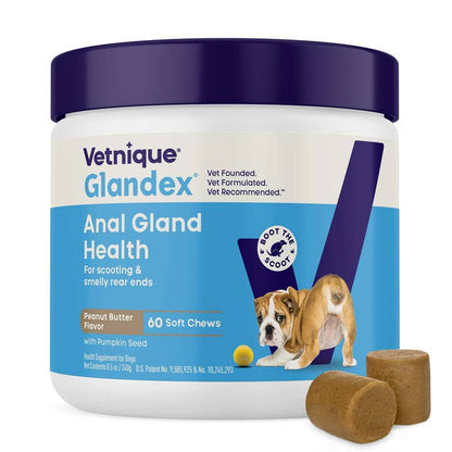 Vetnique Labs Glandex Dog Anal Gland Support Soft Chews with Pumpkin, Digestive Enzymes, Probiotics & Fiber Supplement, Peanut Butter Flavored