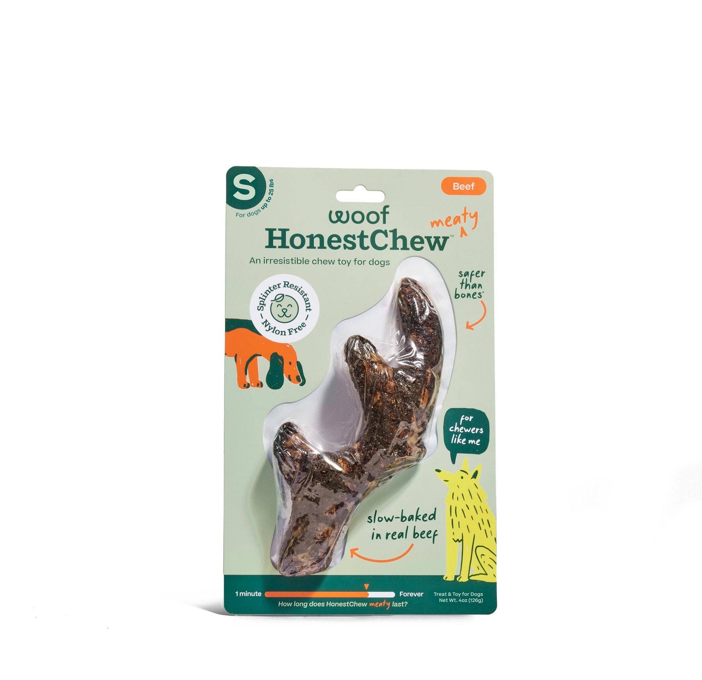 Woof HonestChew Meaty Beef Antler-shaped Plant-based Dog Chew Bone with Meat Covering