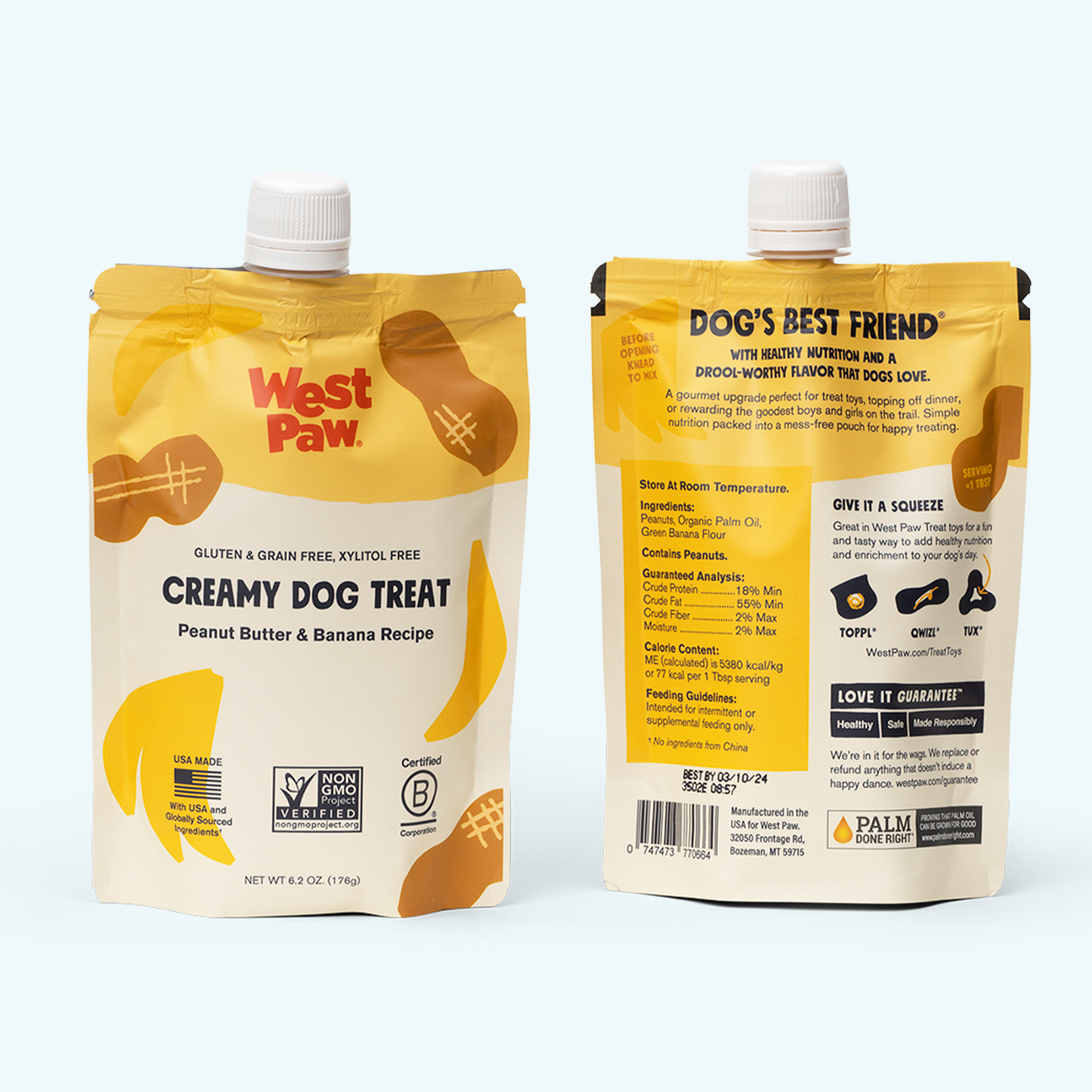 West Paw Creamy Dog Treat, Peanut Butter and Banana