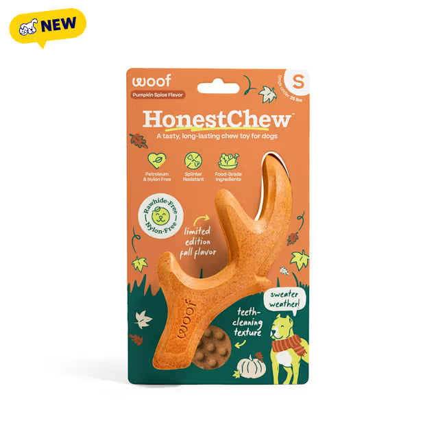 Woof HonestChew Antler Pumpkin Spice Dog Chew Toy