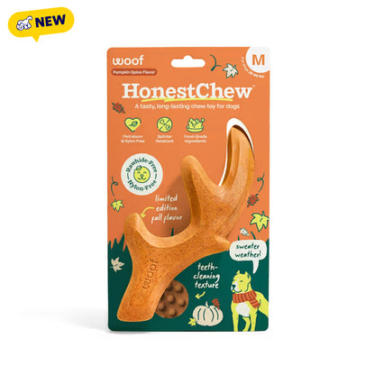Woof HonestChew Antler Pumpkin Spice Dog Chew Toy