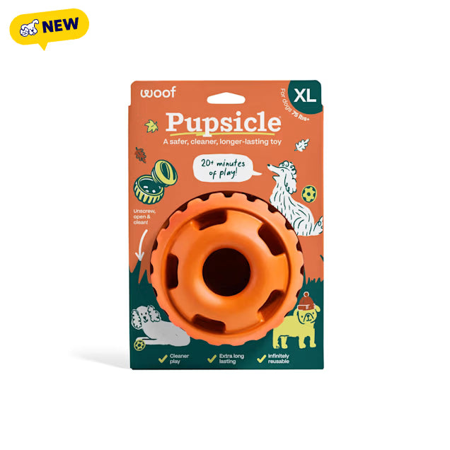 Woof Pupsicle Tough Chew Treat Dispensing Dog Toy, Pumpkin
