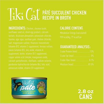 Tiki Cat Luau Pate Succulent Chicken Recipe in Broth Canned Food