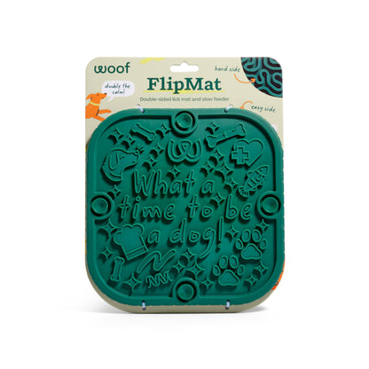 Woof Flipmat Interactive Treat Dispensing Dog Toy, Green, Large