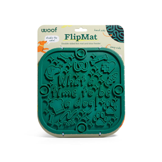 Woof Flipmat Interactive Treat Dispensing Dog Toy, Green, Large