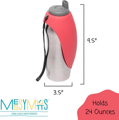 Messy Mutts Dog Stainless w/Silicone Travel Water Bottle