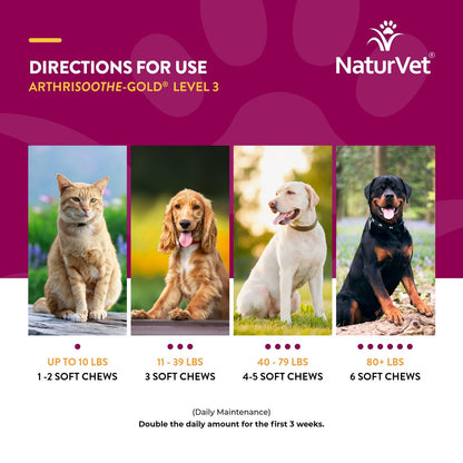 NaturVet ArthriSoothe Gold Advanced Joint Care Chews for Dogs and Cats