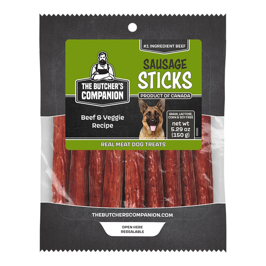 The Butcher's Companion Sausage Sticks Beef & Veggie Recipe Dog Treats